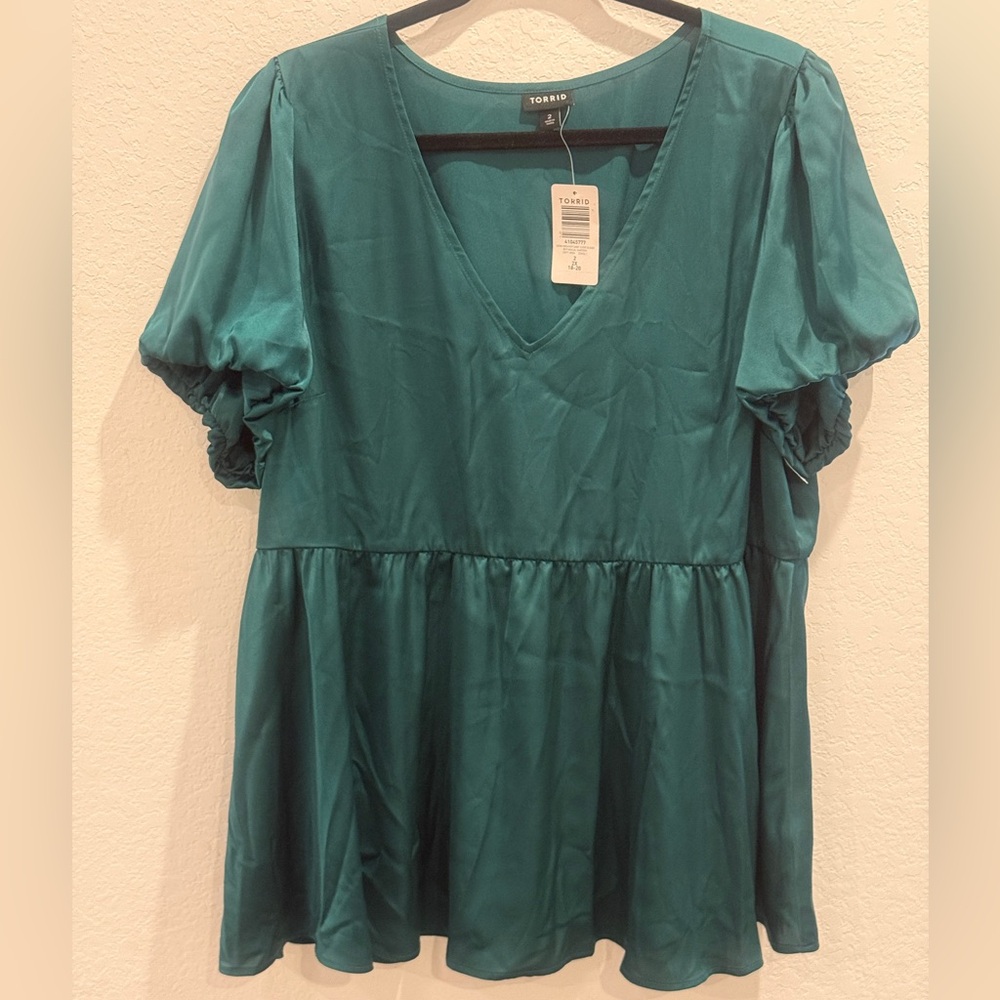 Torrid Emerald V-Neck Blouse